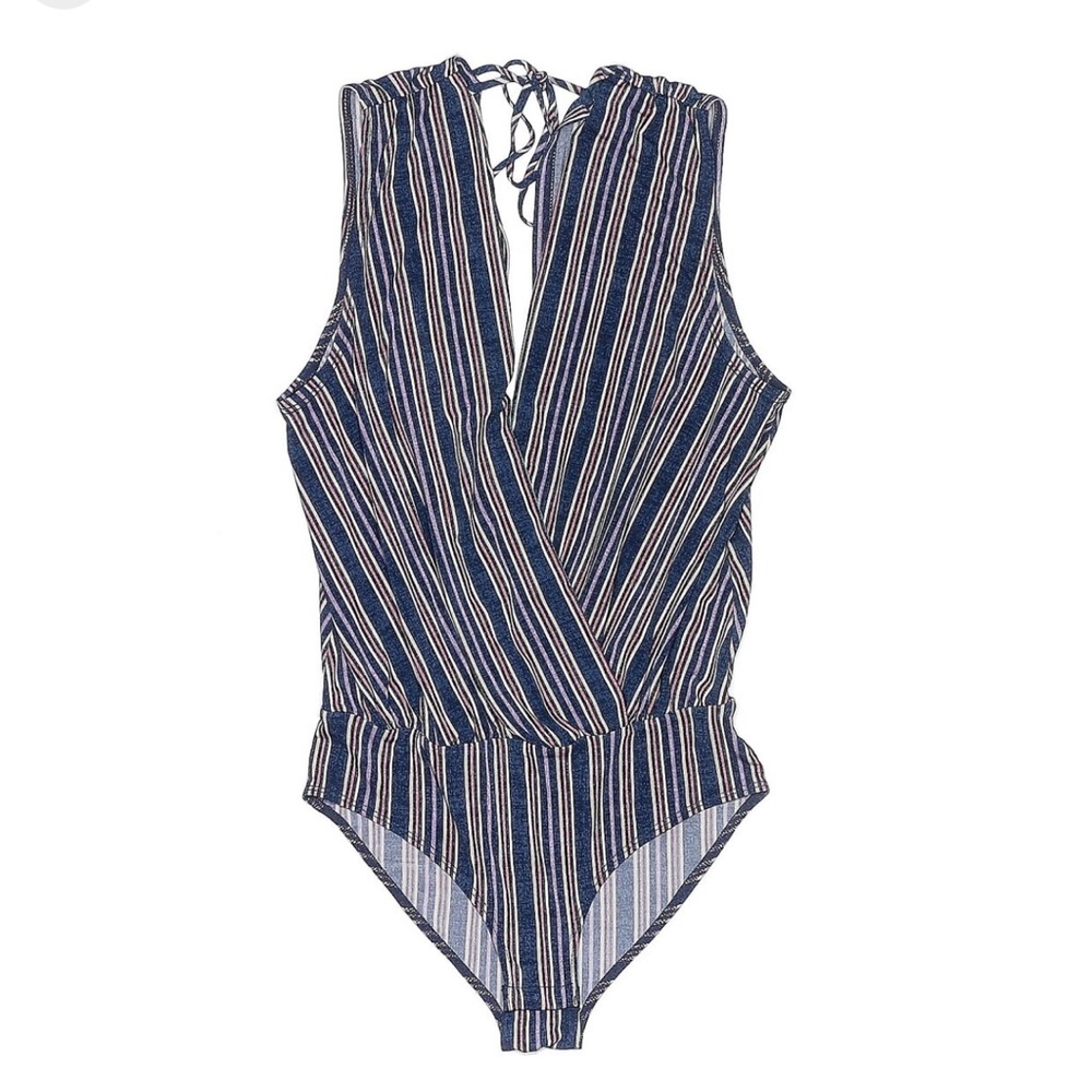 BCBG striped navy bodysuit